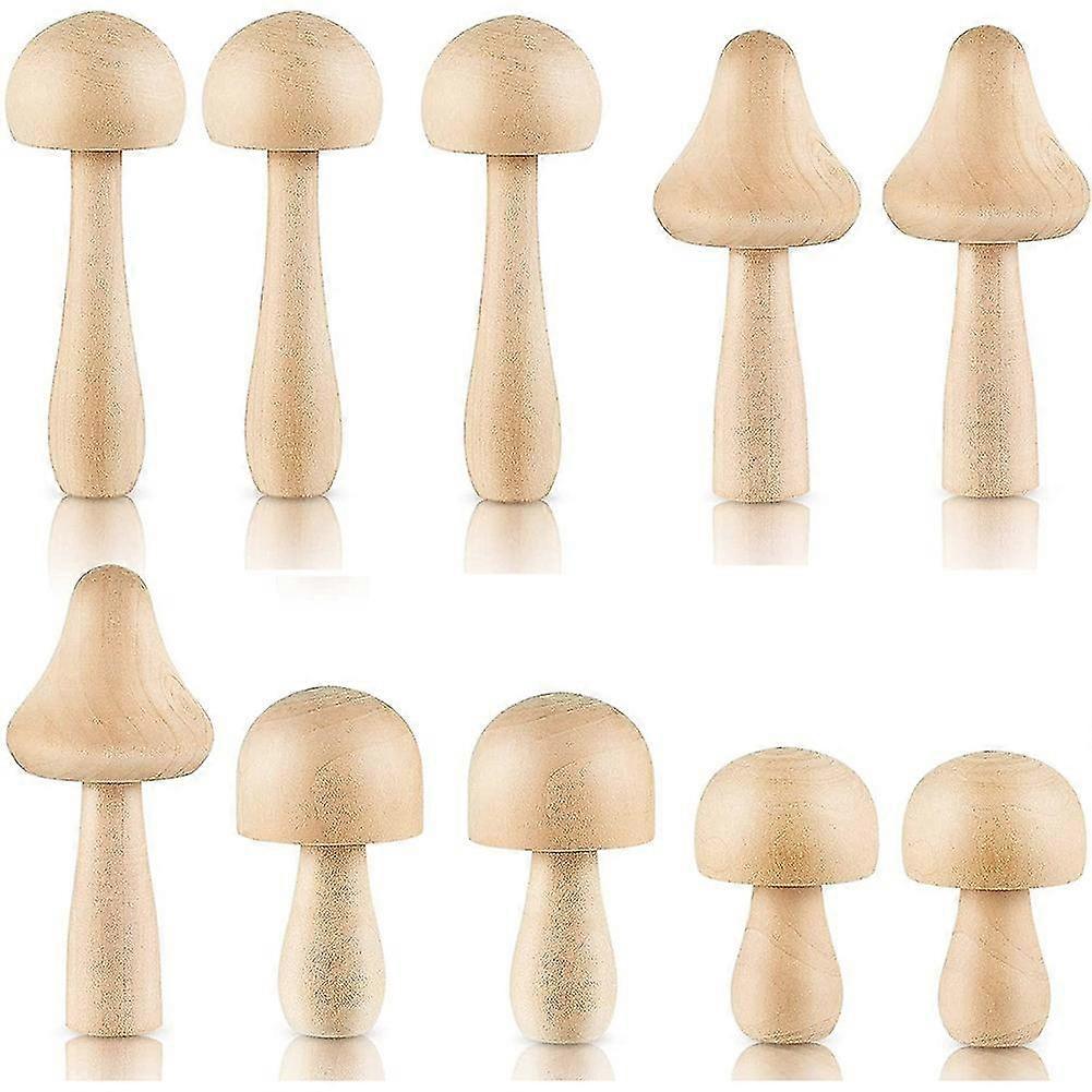 10 Pieces Big Sizes Unfinished Wooden Mushroom Unpainted Wooden Mushroom For Arts And Crafts Projec