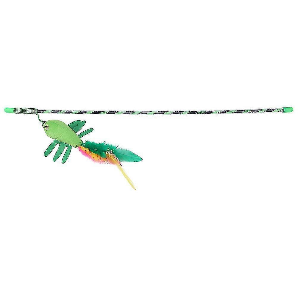Interactive Cat Toy Set with Plush Kitten and Bell Stick (Green)