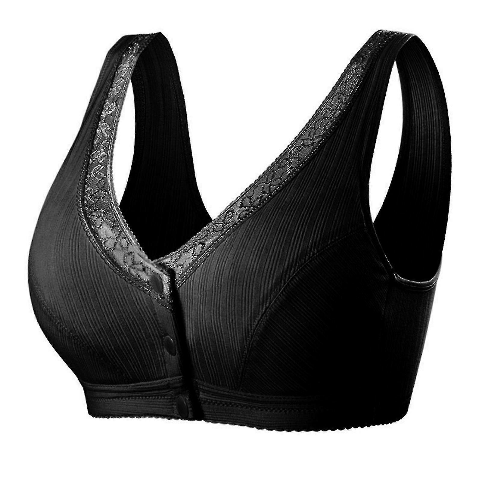 Comfortable Cotton Large Size Bra With Front Button Wireless Underwear Womens Breathable Seamless