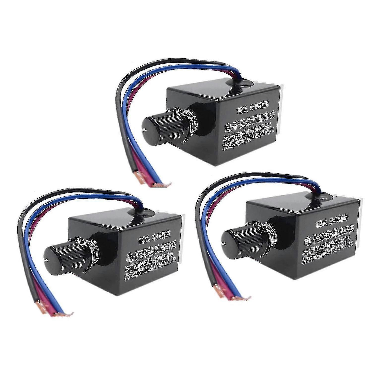 Dc Motor Speed Controller 12v 24v 10a Electronic Stepless Switch For Car Truck Fan Heater Control R