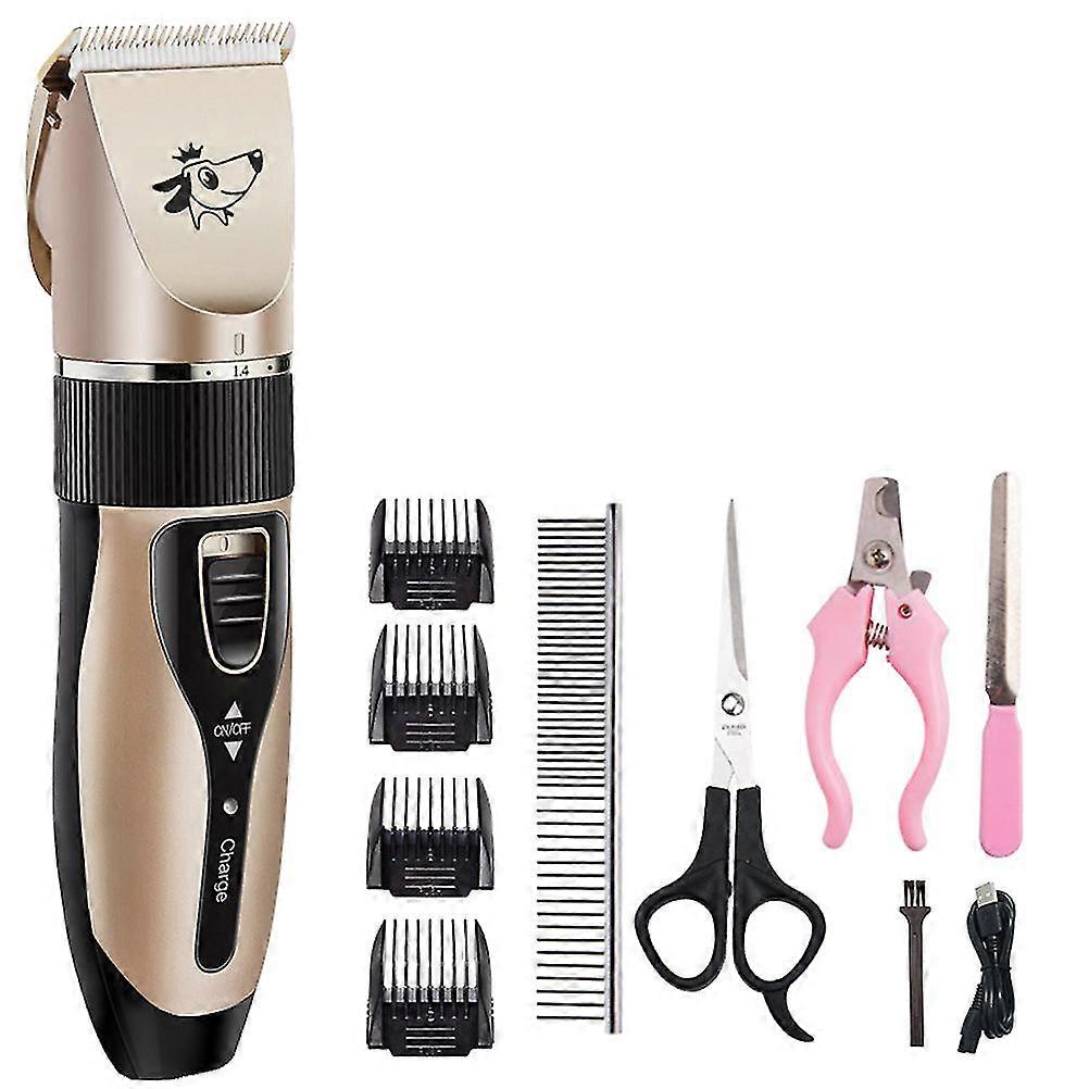 USB חשמלי נטען כלב גוזם שיער לחיות מחמד ערכת מסיר טיפוח (זהב)-FCY