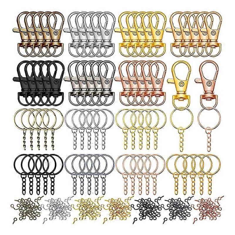 350Pcs Key Chain Rings Kit Screw Eye Pins Jump Ring Split Key Chain Ring Part