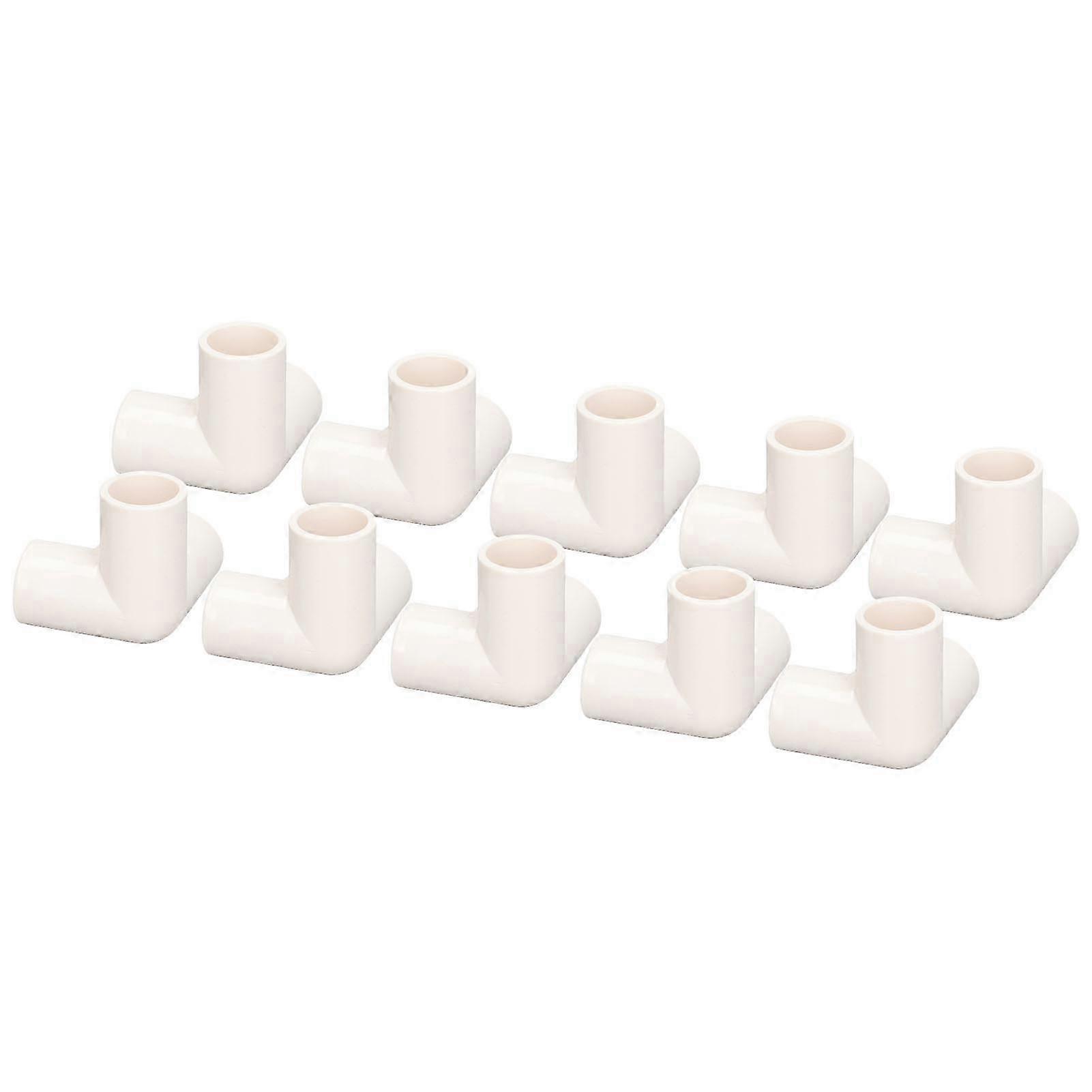 PVC Plastic Tee Fittings 3 Way Connectors 10PCS Elbow Corner Pipe 25mm Inner Diameter White