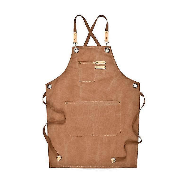Canvas Work Apron With Adjustable Strap Multi Pockets For Barista Barber Beauty Salon