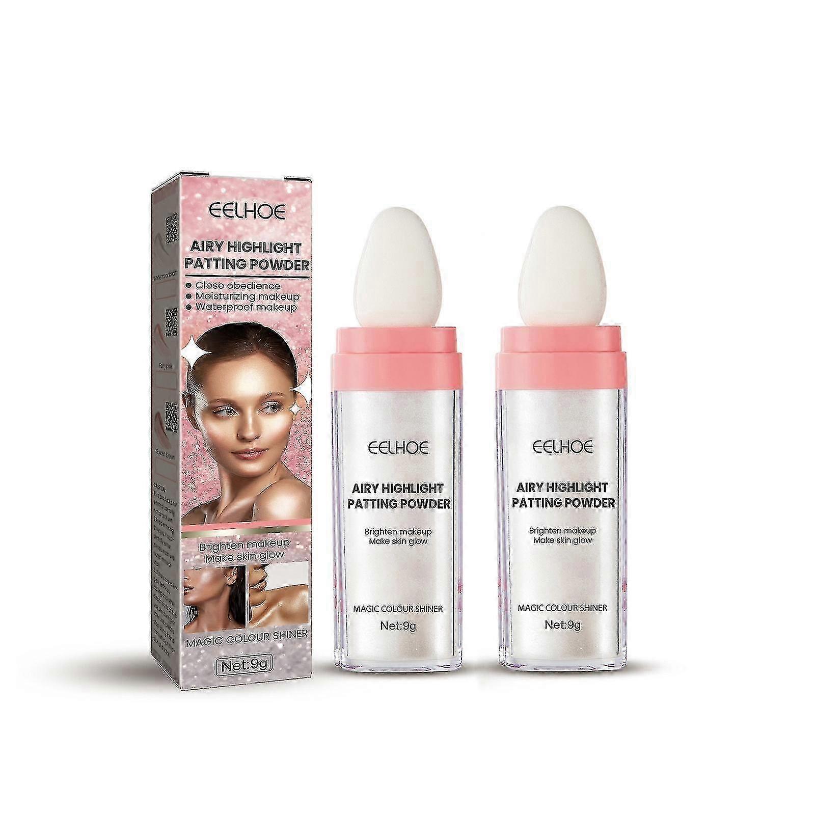 - 2er Pack Highlighter Powder Stick, luftiges Highlight Patting PowderPolvo de Hadas Body Highlighter Powder, Sparkle Patti