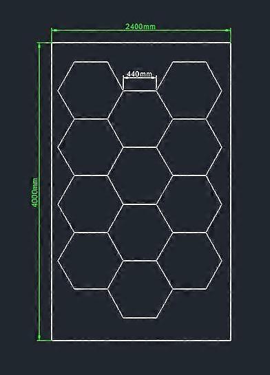 Customized 2.4*4M Modern Commercial Industrial Dance Room Office Barber Shop Led Comercial Hexagonal Gym Light with Outline