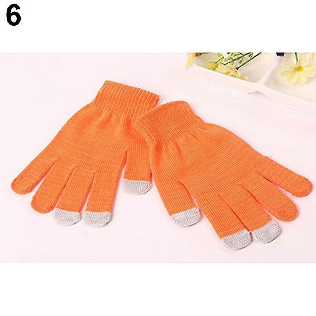 Uni Winter Soft Knit Touchscreen Gloves For Sms Capacitive Smartphone - (orange)