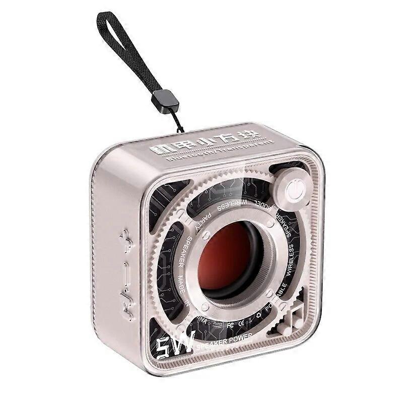 Transparent Mechanical Small Steel Cannon Bluetooth Speaker Sound and Light Rhythm TWS Creative Gift Mini Bass 3D Stereo Subwoof