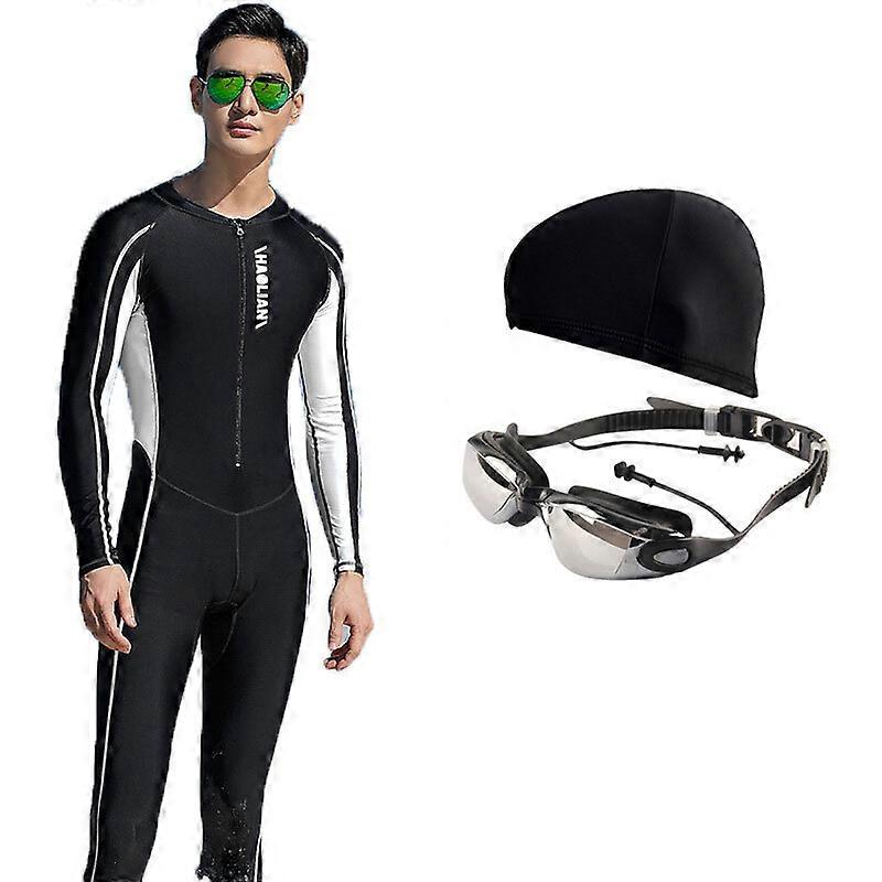 Men Wetsuit 3 PCS, WetSuits Front Zip With Goggles and Caps