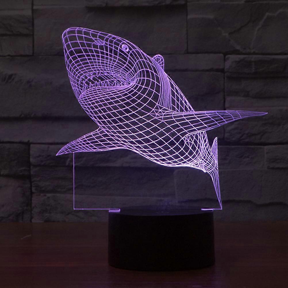 3D Lamp Visual Light Effect Touch Switch Colors Changes Night Light Shark