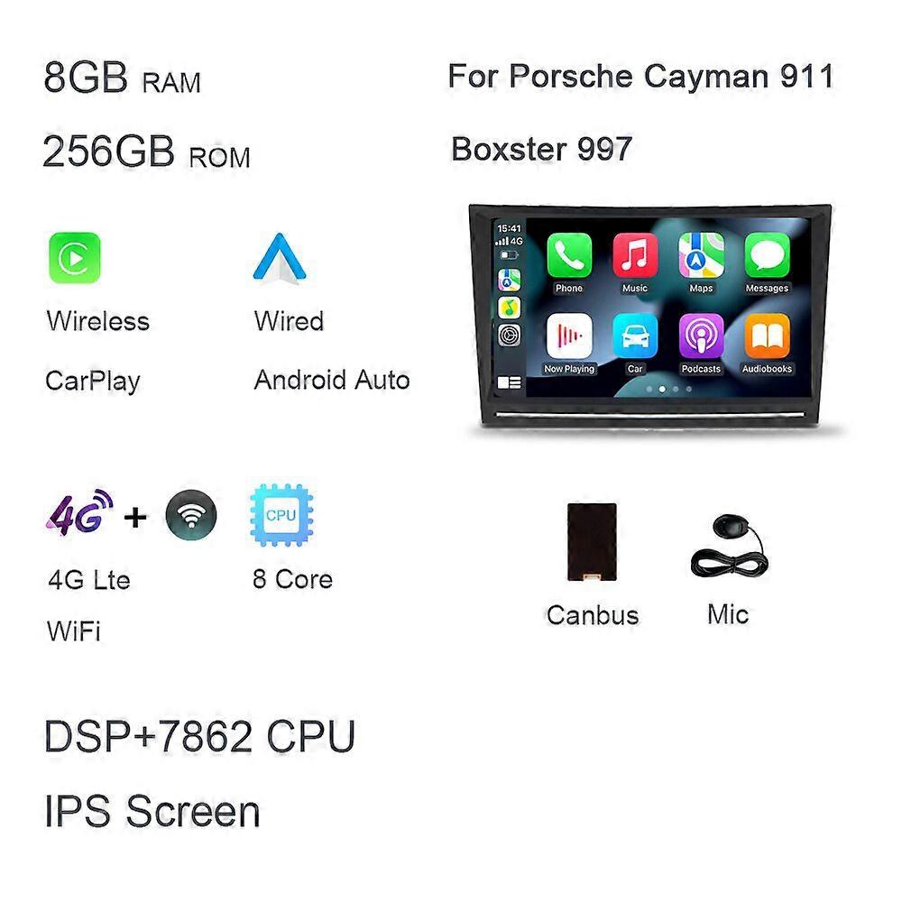 720P 8" PX6 2 din Android 12.0 Car DVD player 6 Core 64GB ROM 4GB RAM DSP multimedia navigation GDS autoradio For Porsche Cayman
