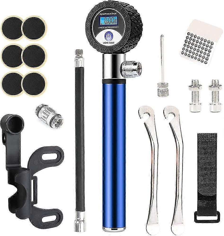 draagbare fietspomp met manometer, 120 psi mini fietsbandenpomp