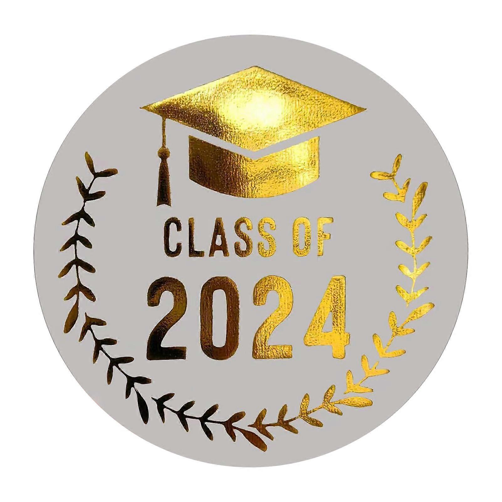 100Pcs Graduation Stickers Transparent Gold Foil Envelope Seals Congratulations Graduates Stick for Graduation Invitations Class of 2024 Jikaix