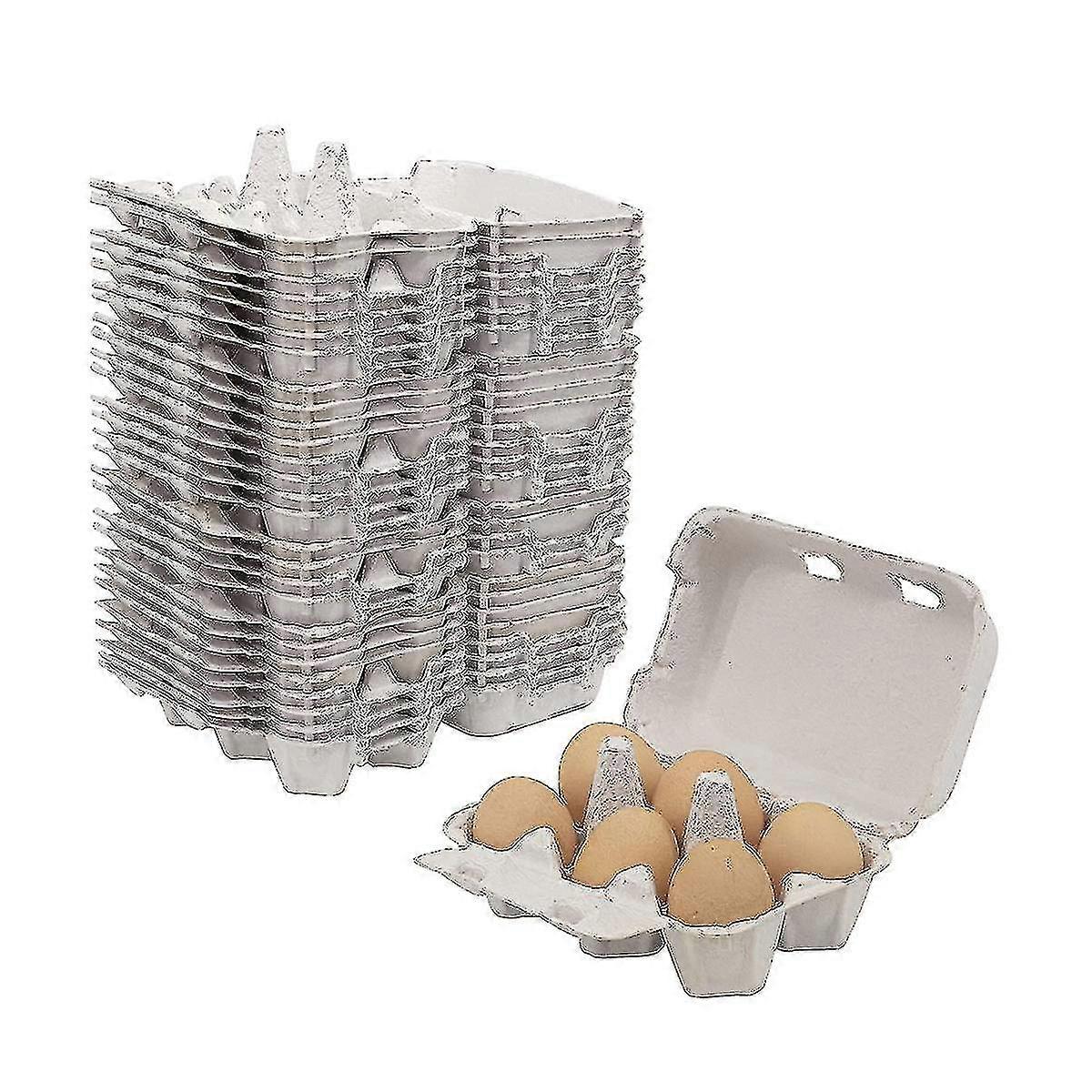 20 Pieces Paper Egg Cartons For Chicken Eggs Pulp Fiber Holder Bulk Holds 6 Count Eggs Farm Market XH