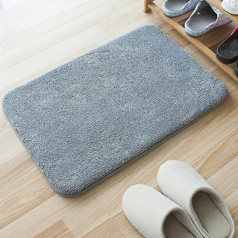 Mikrofiber badeværelse tæpper (16x24 tommer, lysegrå) Shaggy blød og absorberende, skridsikker, tyk plys, maskinvaskbar bademåtte og badetæpper til ba