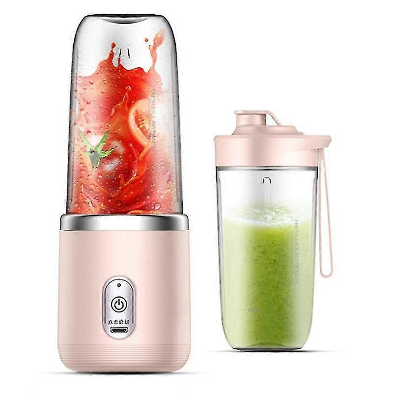Portable Blender 6 Blade Wireless Fruit Squeezer with Drinking Cup Pink
