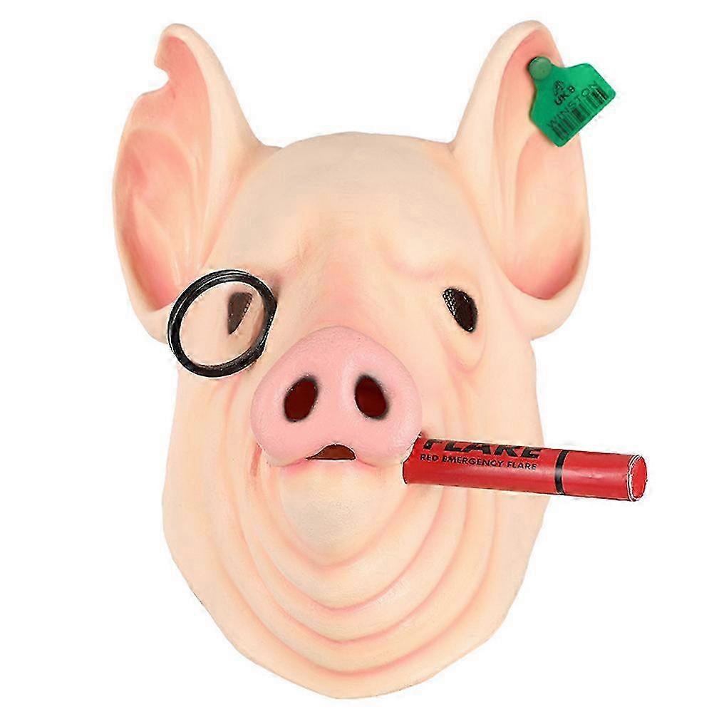 Pig Head Mask Latex Full Face Cover Halloween Cosplay Prop