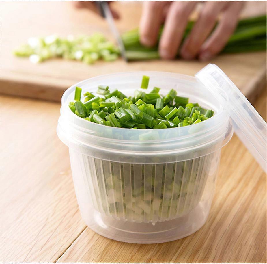 Fresh-keeping box ginger garlic onion storage box household double-layer portable round plastic onion transparent draining fresh-keeping Bowl