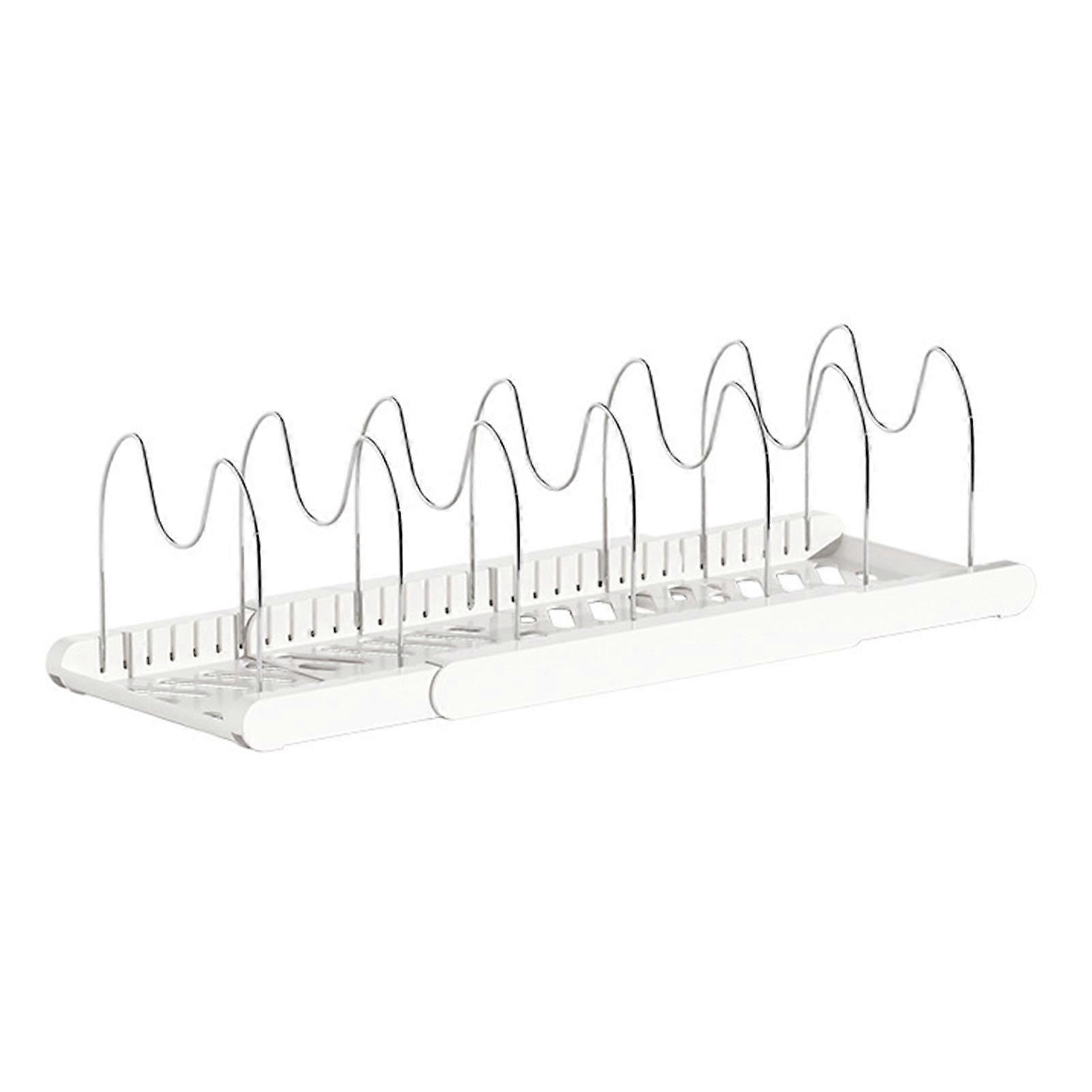 Expandable Pot Pan Organizer Rack Rustproof Corrosion Resistant U-Shaped Groove Design Easy Installation Kitchen Organizer Stand