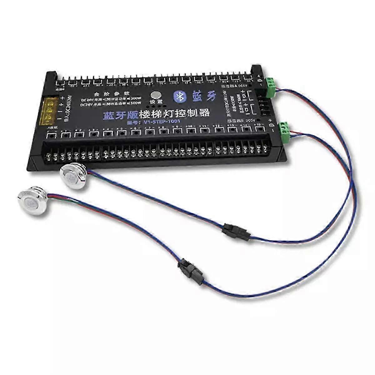 Phone Control Pir Motion Sensor Stair Light Controller Dc12v 24v 30 Steps Ladder Led Strip Light Controller