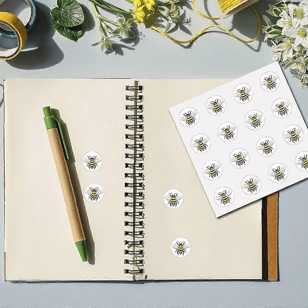 8Pcs Plastic Waterproof Self-Adhesive Picture Stickers Round Dot Cartoon Decals for Kid's Art Craft Bees 150x150mm Sticker: 25mm 8 pcs/set