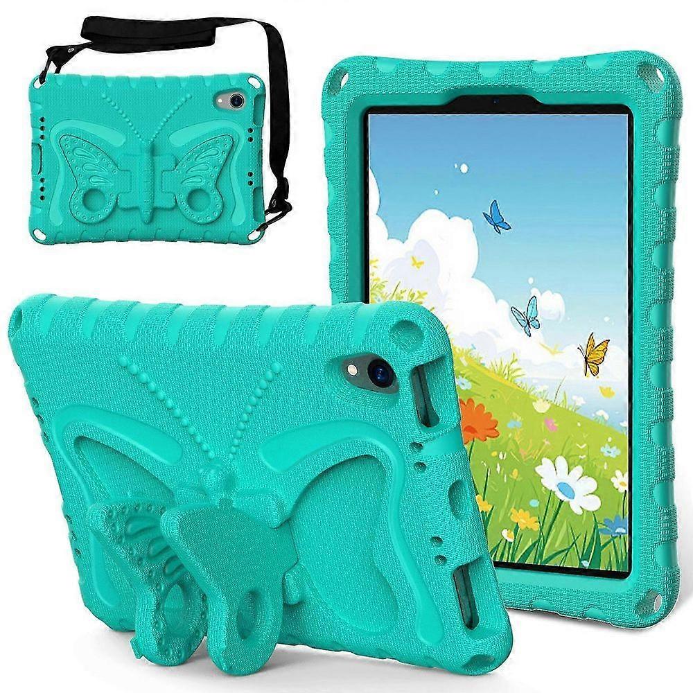 For iPad mini (2021) Case with Shoulder Strap Butterfly Kickstand Tablet EVA Cover