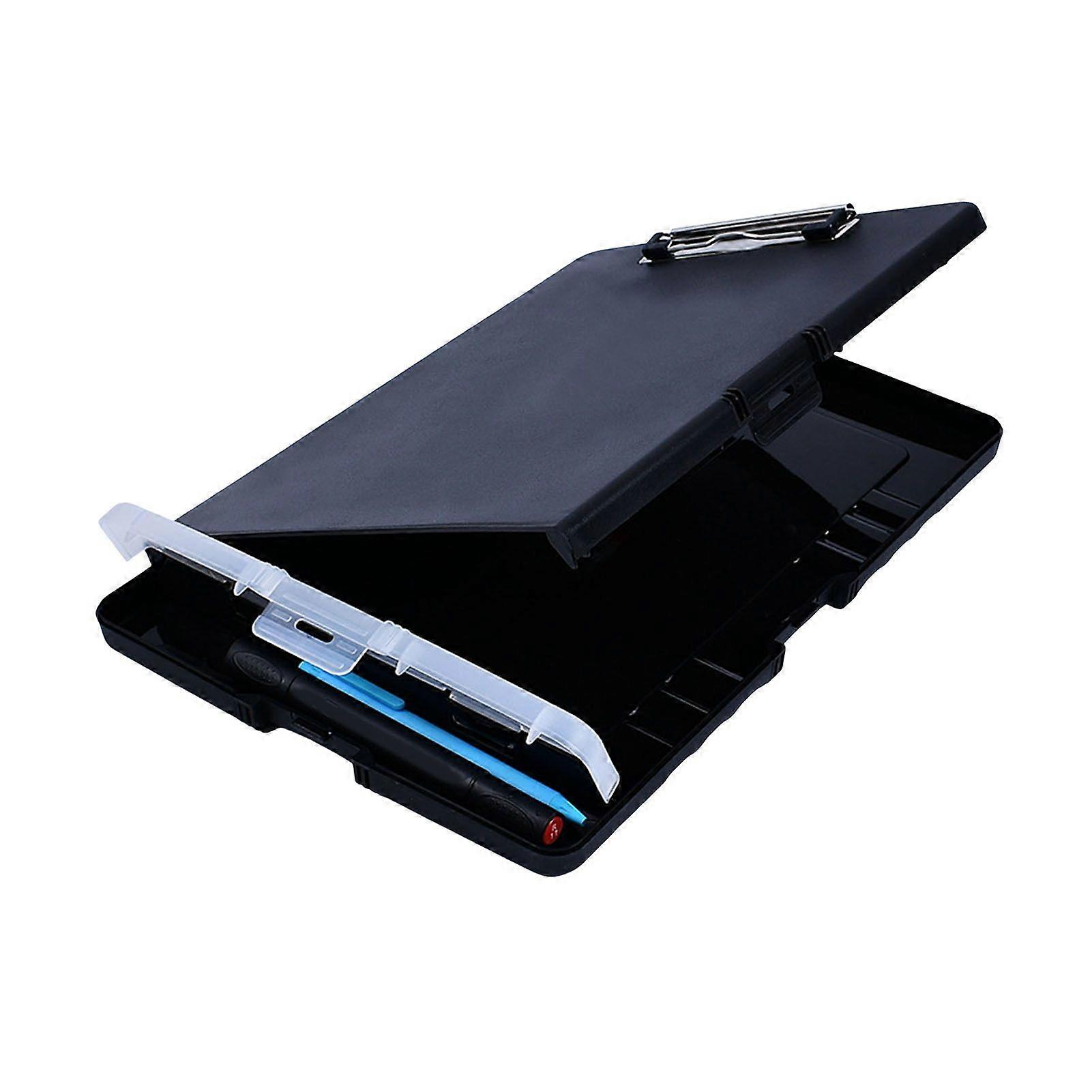 File Folder Organizer with Strong Lock Non-Slip Clips Hanging Holes 3-in-1 Clipboard Pencil Case File Storage Box