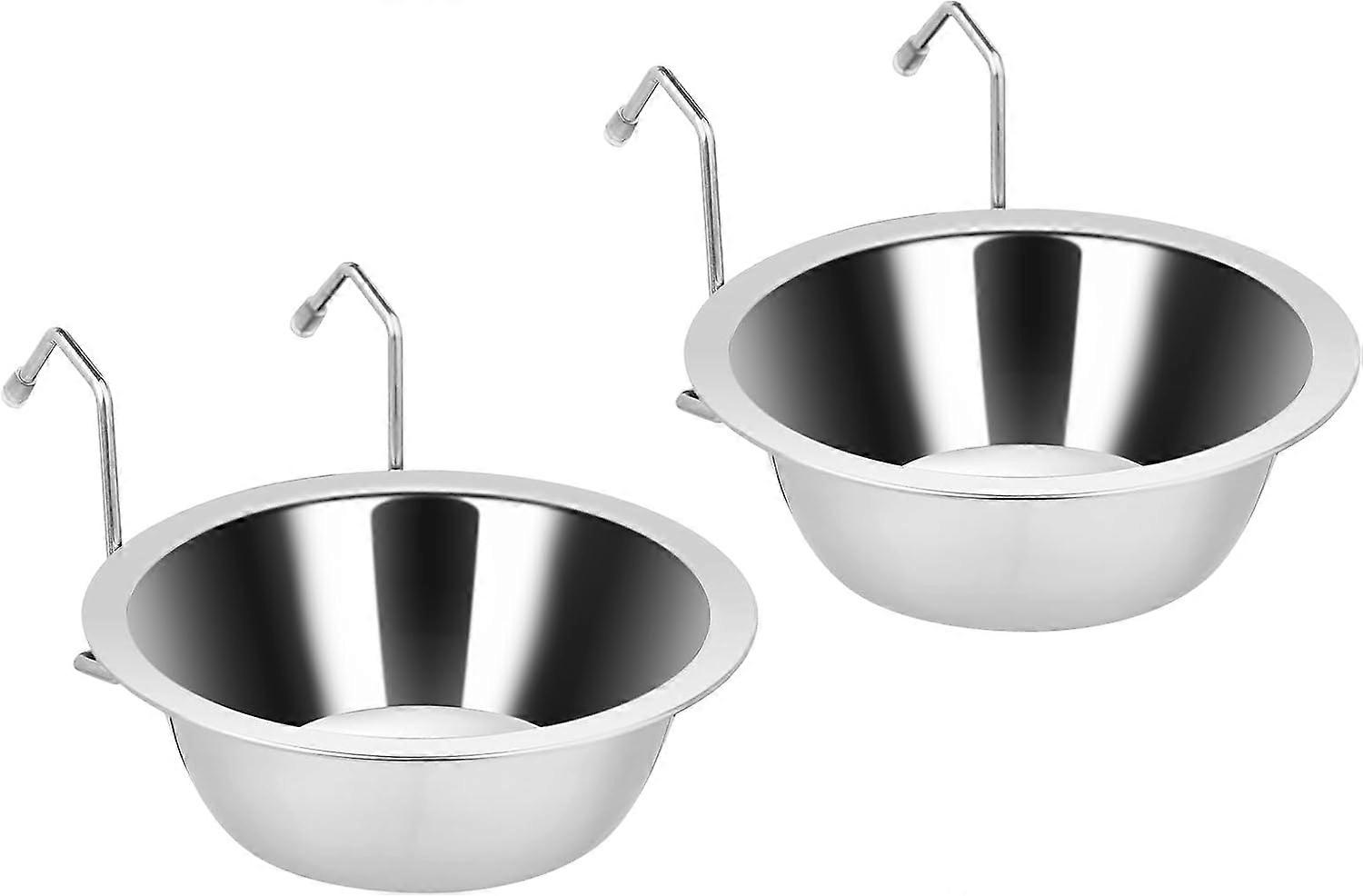 2PCS Stainless Steel Dog Water Bowl Set, No Spill Design for Small Crate, Anti-Tip, Easy Clean, Durable Material