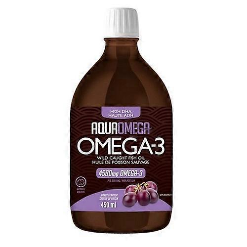 AquaOmega Omega-3 Huile de poisson sauvage à haute teneur en DHA Raisin 4500 mg 450 ml