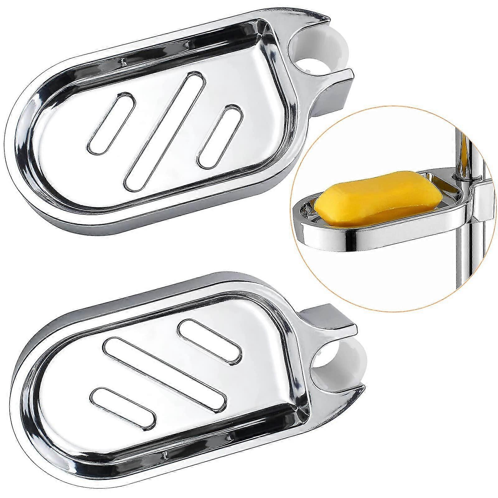 2pcs No Drilling Shower Shelf, Abs Plastic Shower Soap Dish