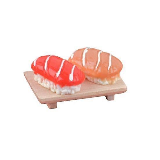 1 Set 1:12 Dollhouse Food Realistic Miniature Sushi Model with Plate Pretend Play Toy for Micro Landscape