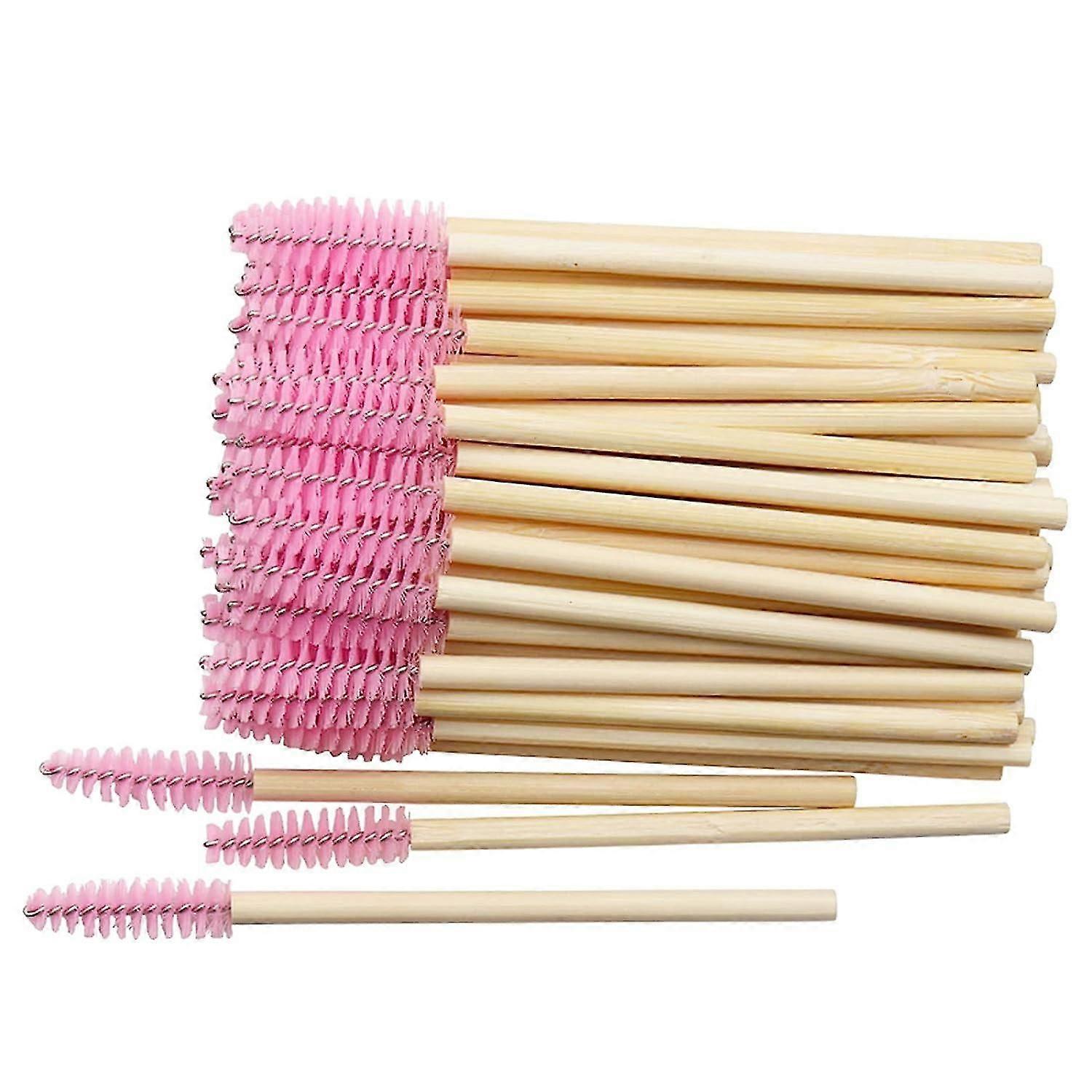 100 Pack Bamboo Handle Mascara Wands Disposable Eyelash Brushes Eco-friendly Lash Extension Tool