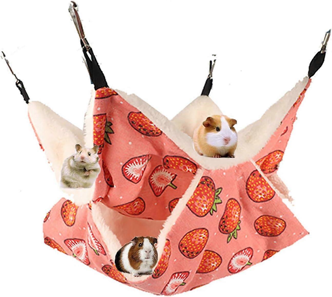 Small Animal Hammock, Double Layer Warm Hanging Hammock Bed, Chinchilla Ferret Hammock, Small Pet Hammock for Hamster, Ferret, Parrot, Guinea Pig