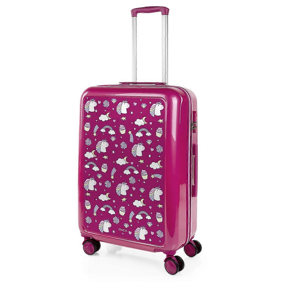 Itaca Medium Customized Pc Suitcase Fuchsia Base