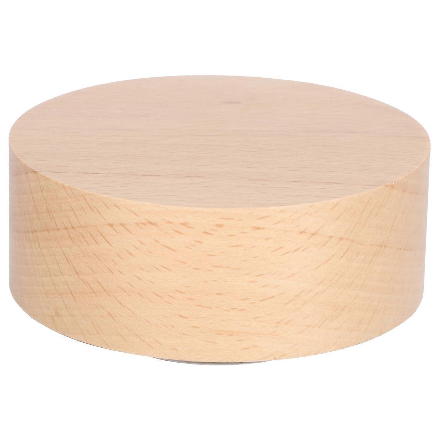 Music Box Round Base Wooden Rotation Stand Musical Case Exquisite Vintage DIY Craft Ornament04 Beech