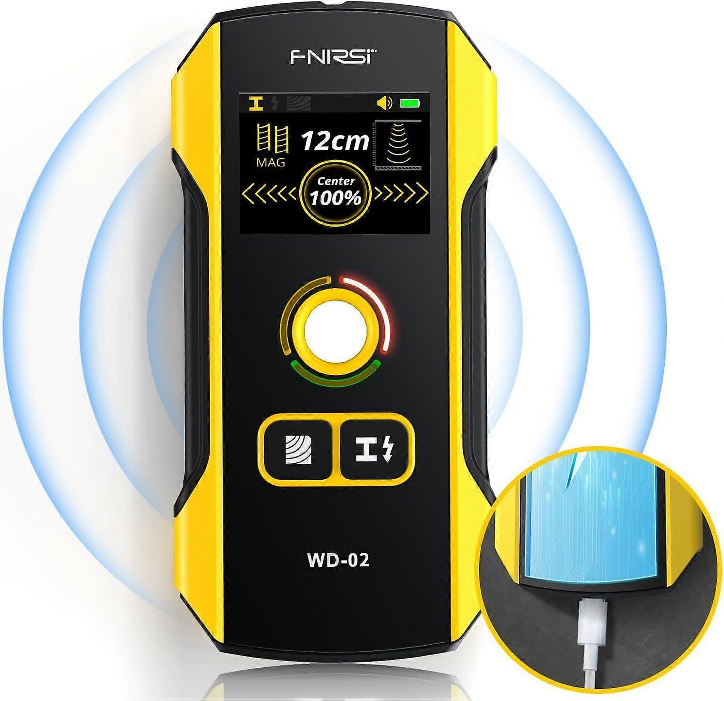 Wall Scanner - FNIRSI Upgraded WD-02 TFT Display Electronic Stud Detector with HPC Chip, Wall Scanner with Positioning Hole for Center and Edge of Woo