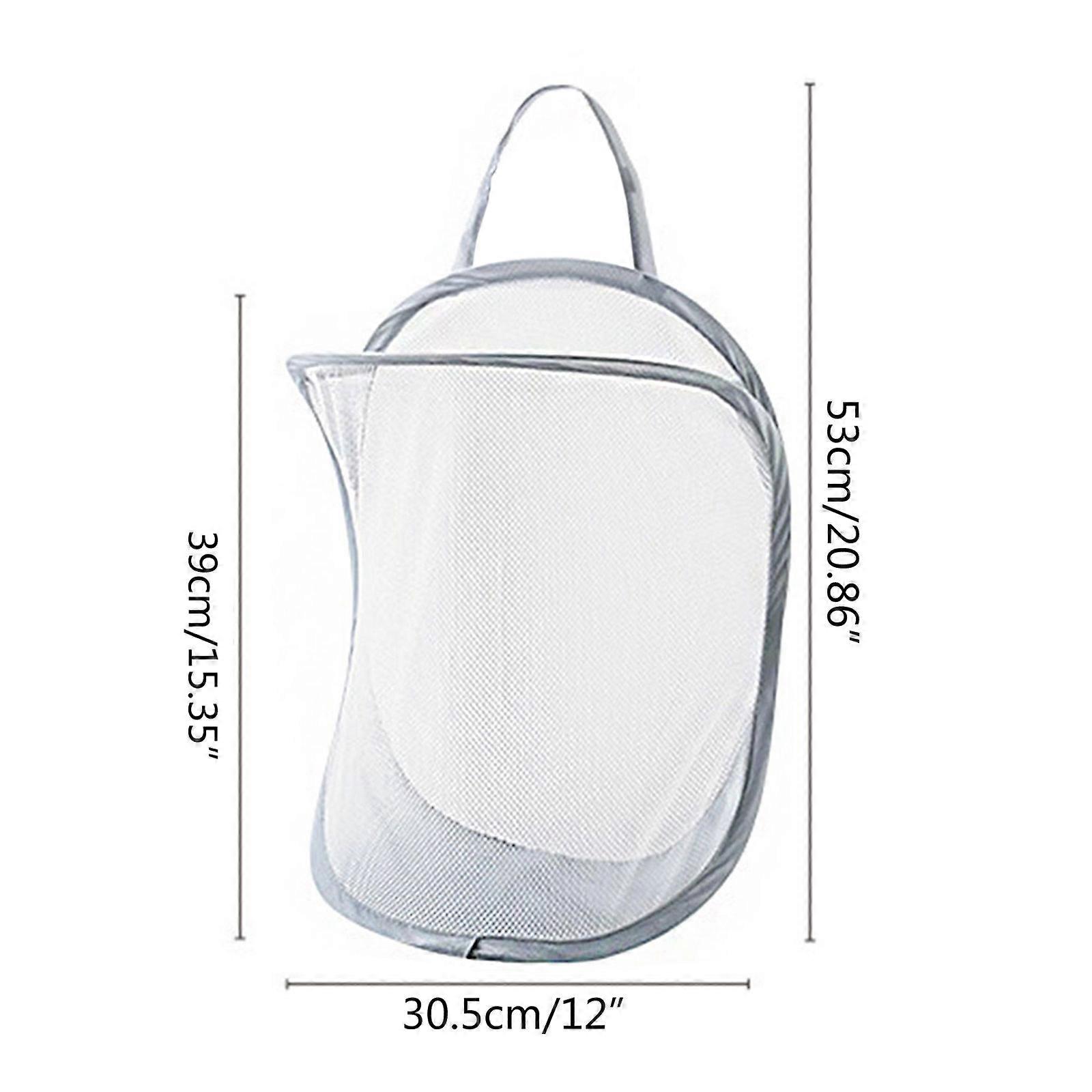Hanging Pop-Up Laundry Hamper Foldable Mesh Basket Wall Mounted Dirty Clothes Basket Organizer with Carry Handles  Gray
