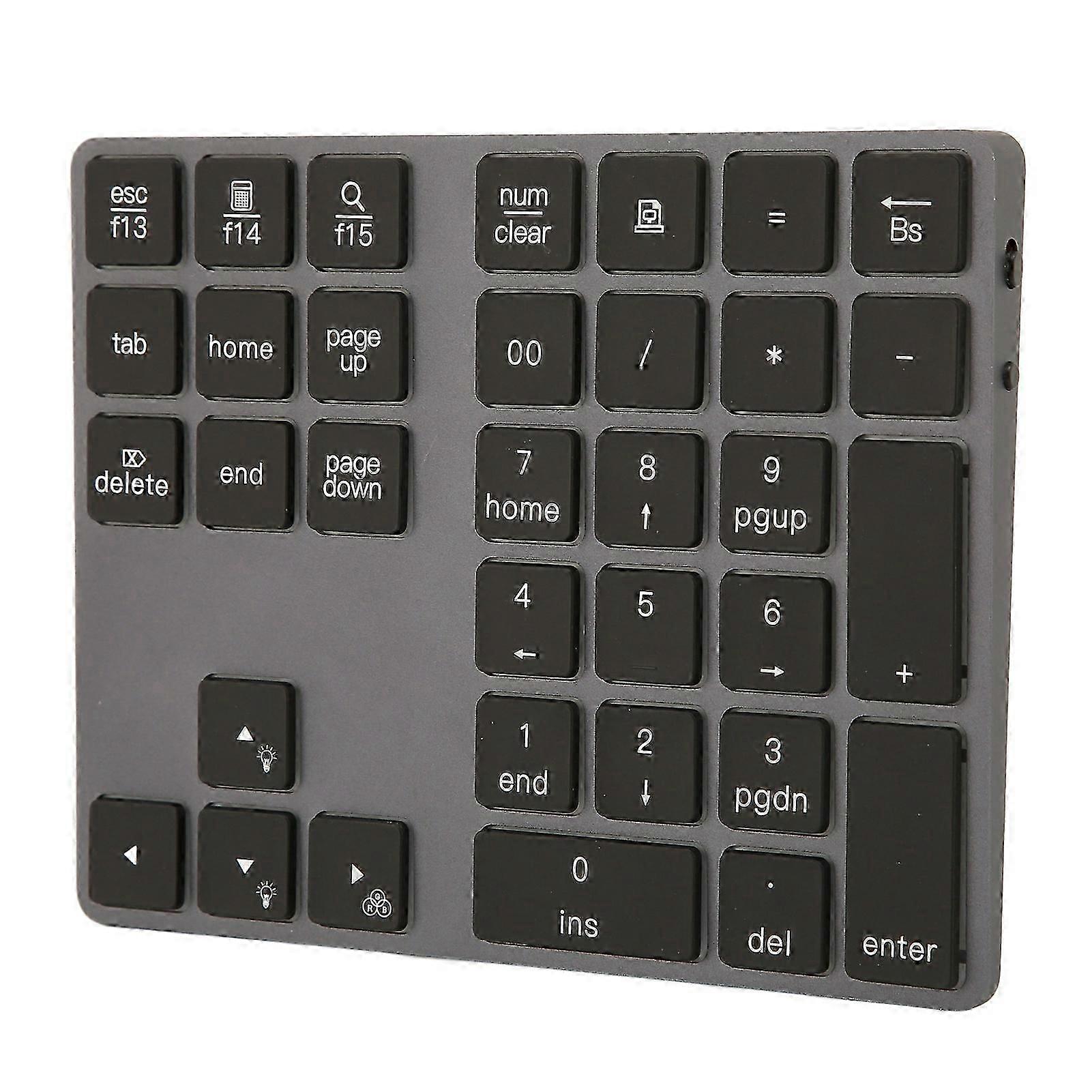 Wireless Number Pad Mini Ultra Thin Aluminum Alloy 7 Color Backlit 34 Key Numeric Keypad For Windows For Os
