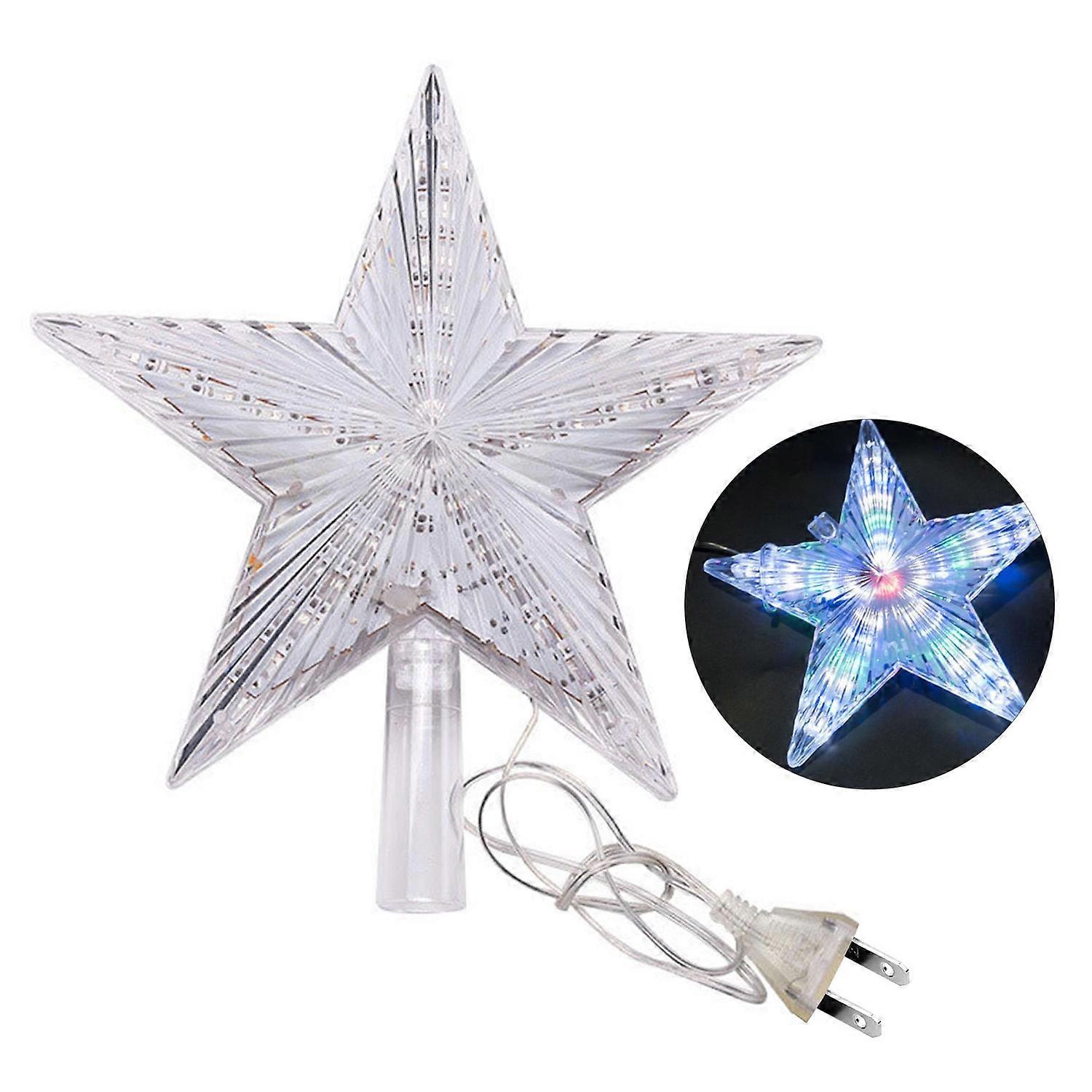 Christmas Tree Topper Star with LED Light IP65 Waterproof Energy-saving Glowing Five-Pointed Star