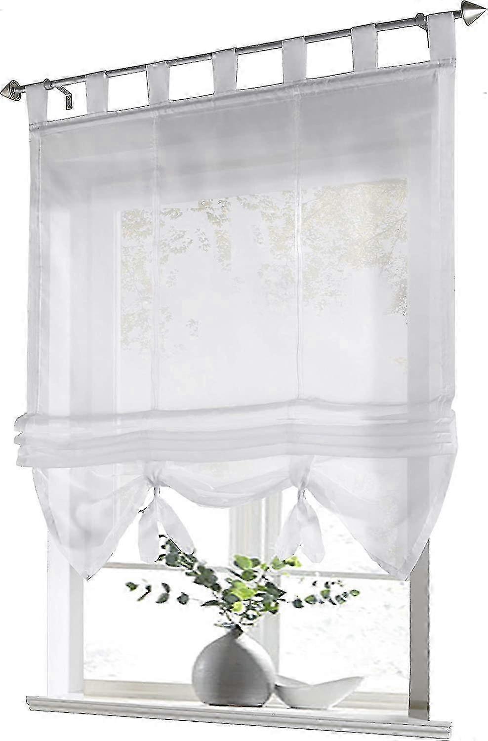 For White Transparent Roman Loop Blind - 60x155cm for Kitchen