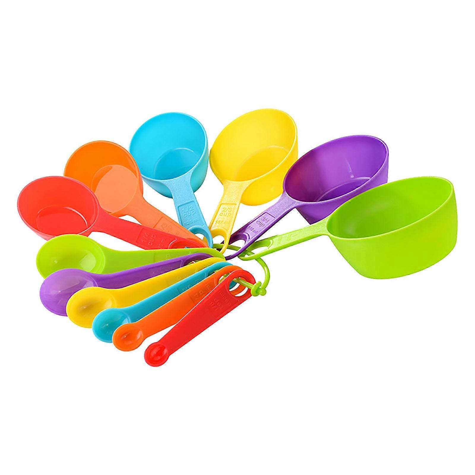12PCS Colorful Measuring Cup And Spoon Set Stackable Measuring Cup Nested Plastic Measuring Cup, Kitchen Measuring Cup Set For Baking And Cooking