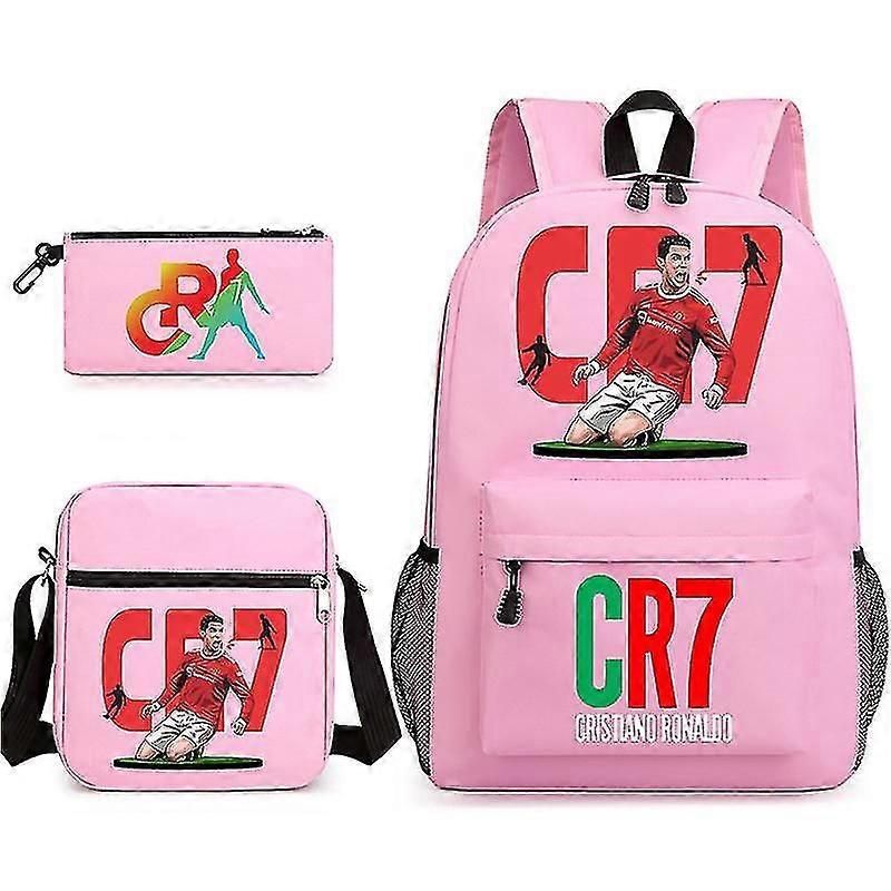 3pcs Cr7 Bookbag Kids Backpack Student Boys Girls School Bags Shoulder Bag Set Daily Backpacks Mochilas