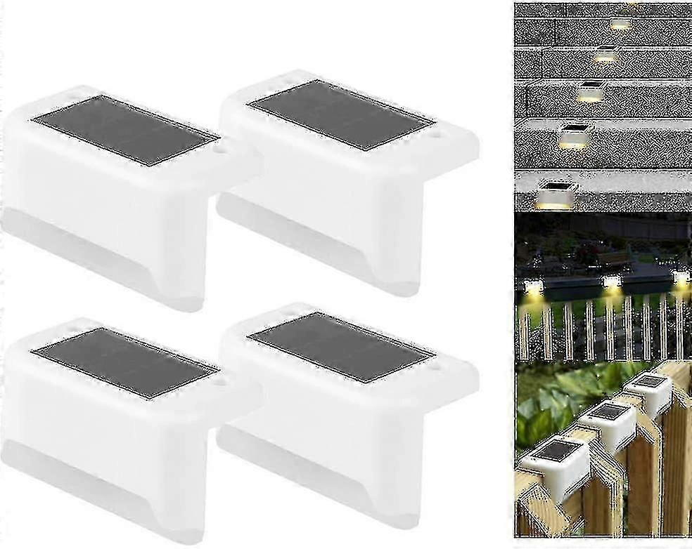 חבילה של 4 תאורת דק סולארית תאורת לד סולארית למדרגות גדר עמידה למים למדרגות חיצוניות
