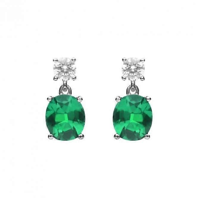 Oval Green Zirconia Drop Earrings E6199