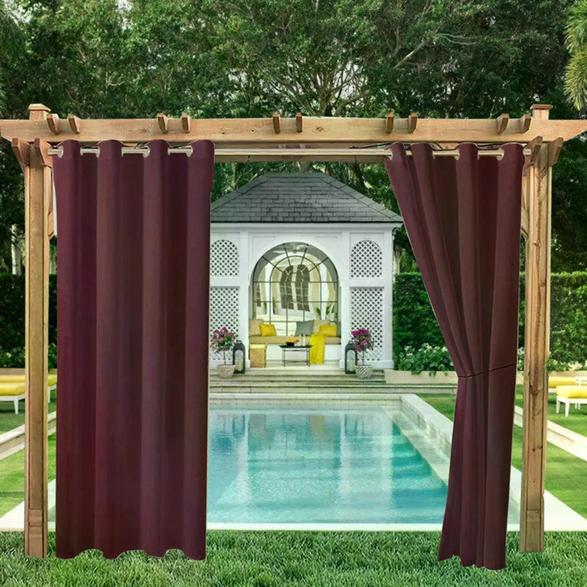 2er-Pack Outdoor-Gardinen, UV-Schutz-Gardinen, rot, 132 x 244 cm