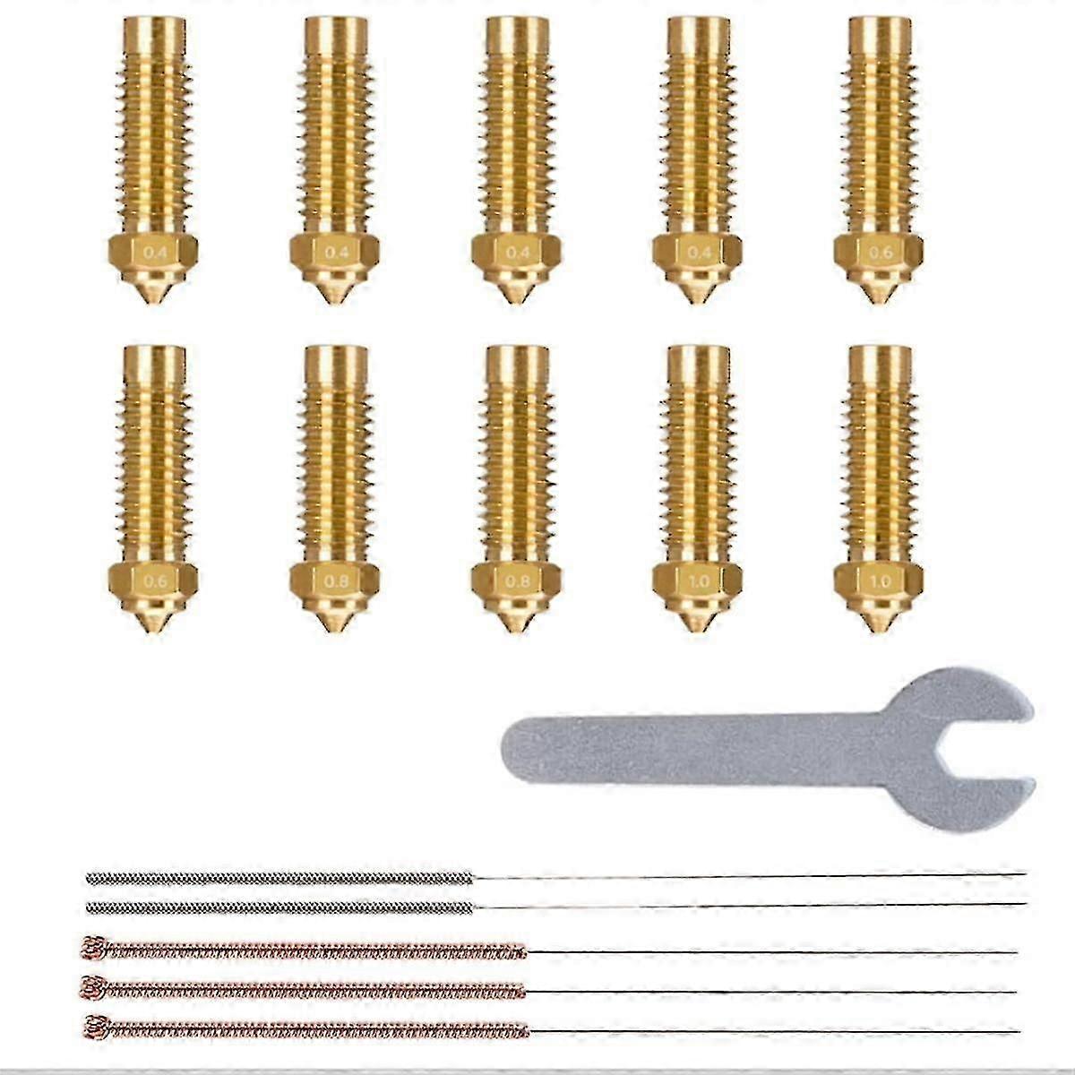 10Pcs Multi Size Nozzles for Neptune 4 Plus/Max 3D Printer, Brass Hotend Nozzles 0.4/0.6/0.8/1.0mm-XinHan