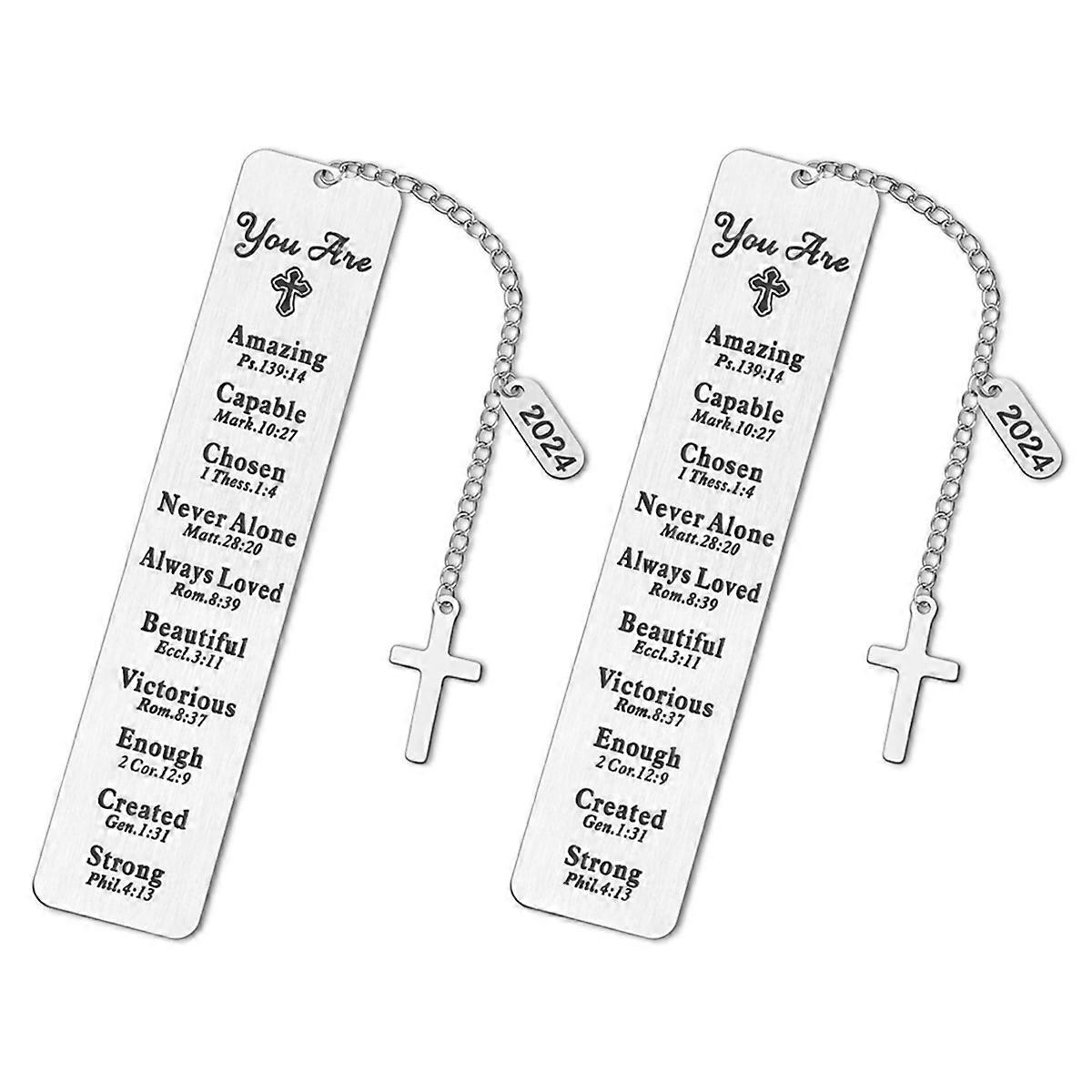 2PCS Christian Bookmarks Gifts, 2024 Christian Gifts Inspirational Bookmarks Greeting, Religious Chu