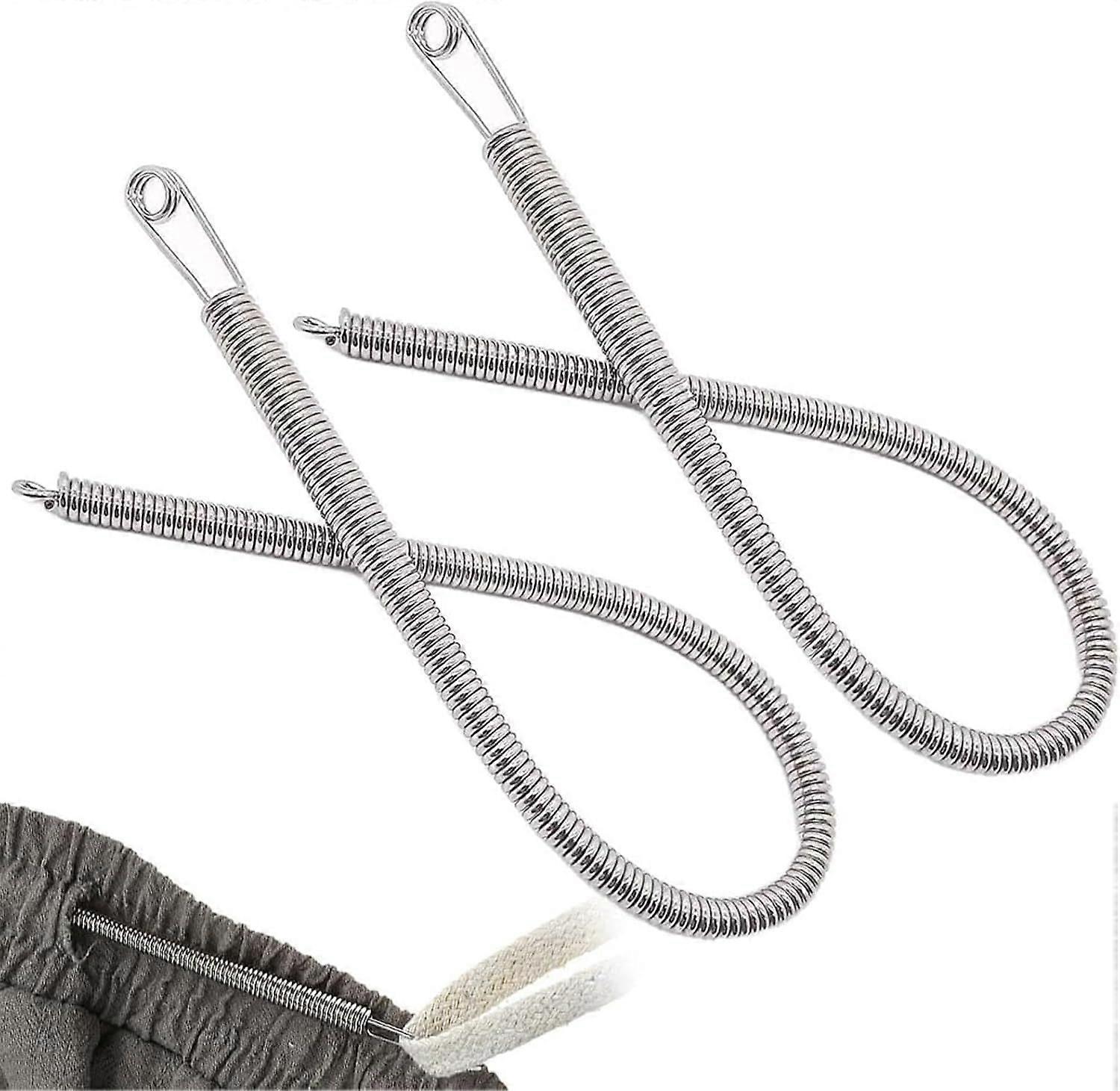 22.5cm 2 Pack Spring Loaded Drawstring Threader Replacement Clip for Drawstring with Single Needle Threader Drawstring Replacement Tool Kit