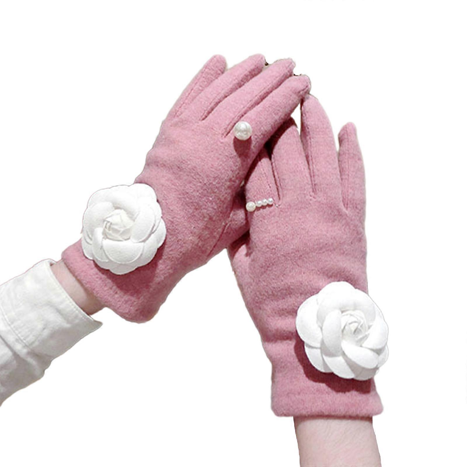 Gants de snowboard de gant de doigt complet chaud Gants d’écran tactile d’hiver Gants de doigt complet épais Isoler rose