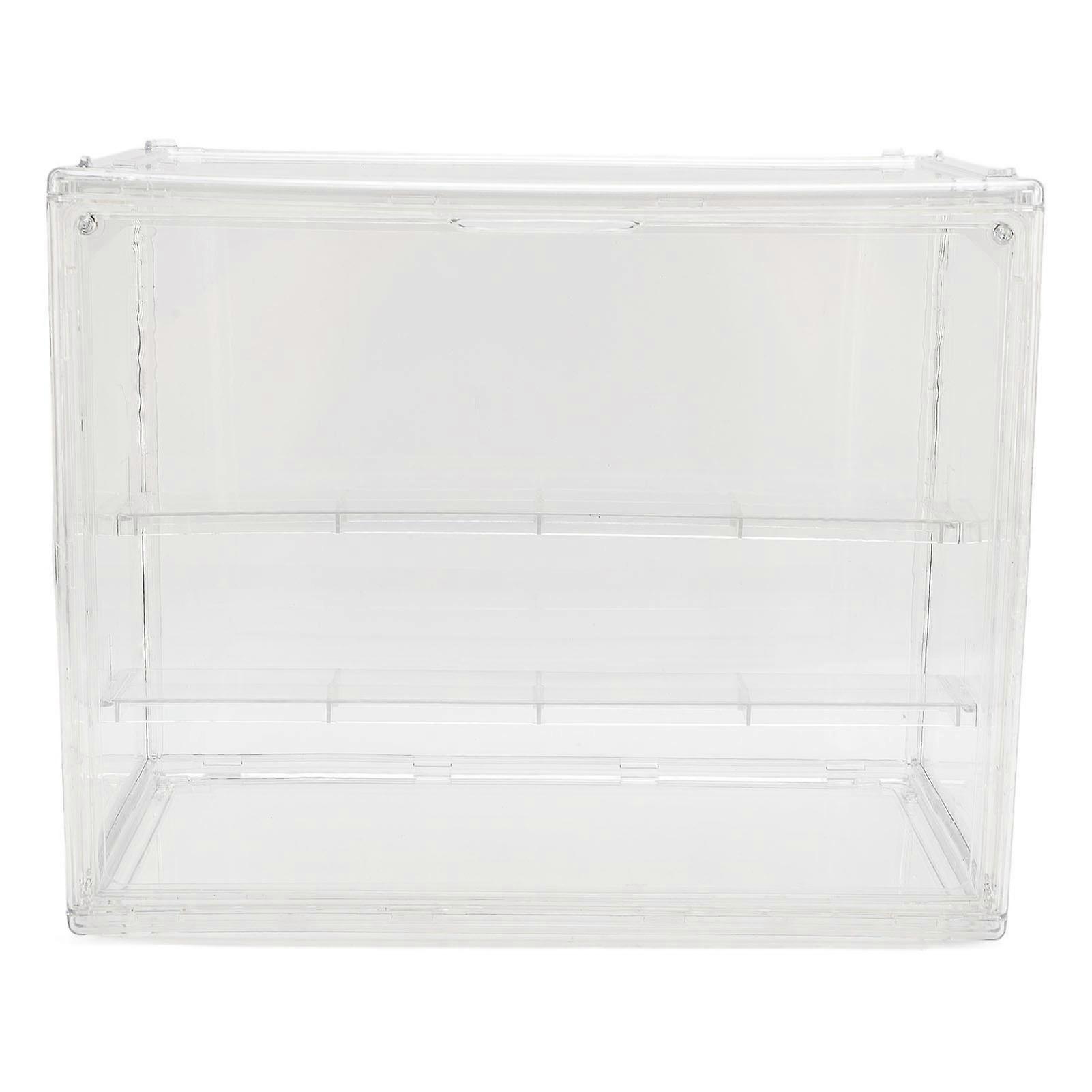 Clear Display Case for Miniature Figures PET Stackable Display Box with Magnetic Door Detachable Shelves for Collectibles Figurines Dolls